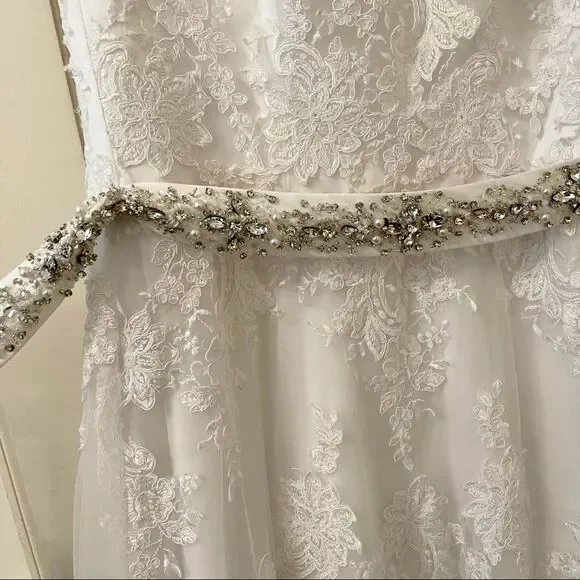 Mori Lee Wedding Dress 5370 Lace Embroidered Sash - Picture 11 of 12